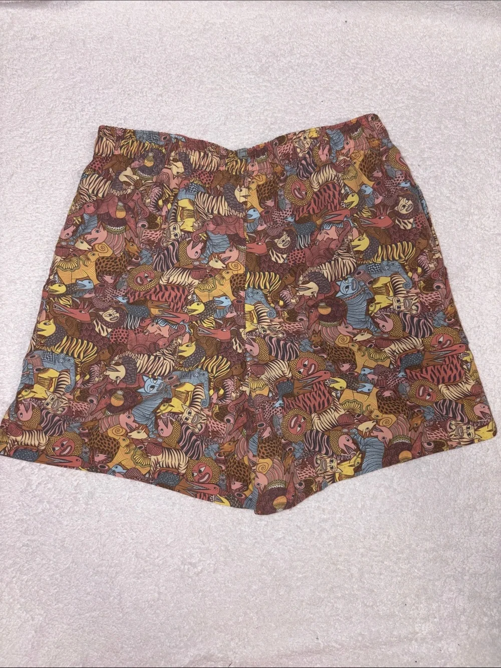 Patagonia baggies together trip brown animal print swim trunks size xl 14